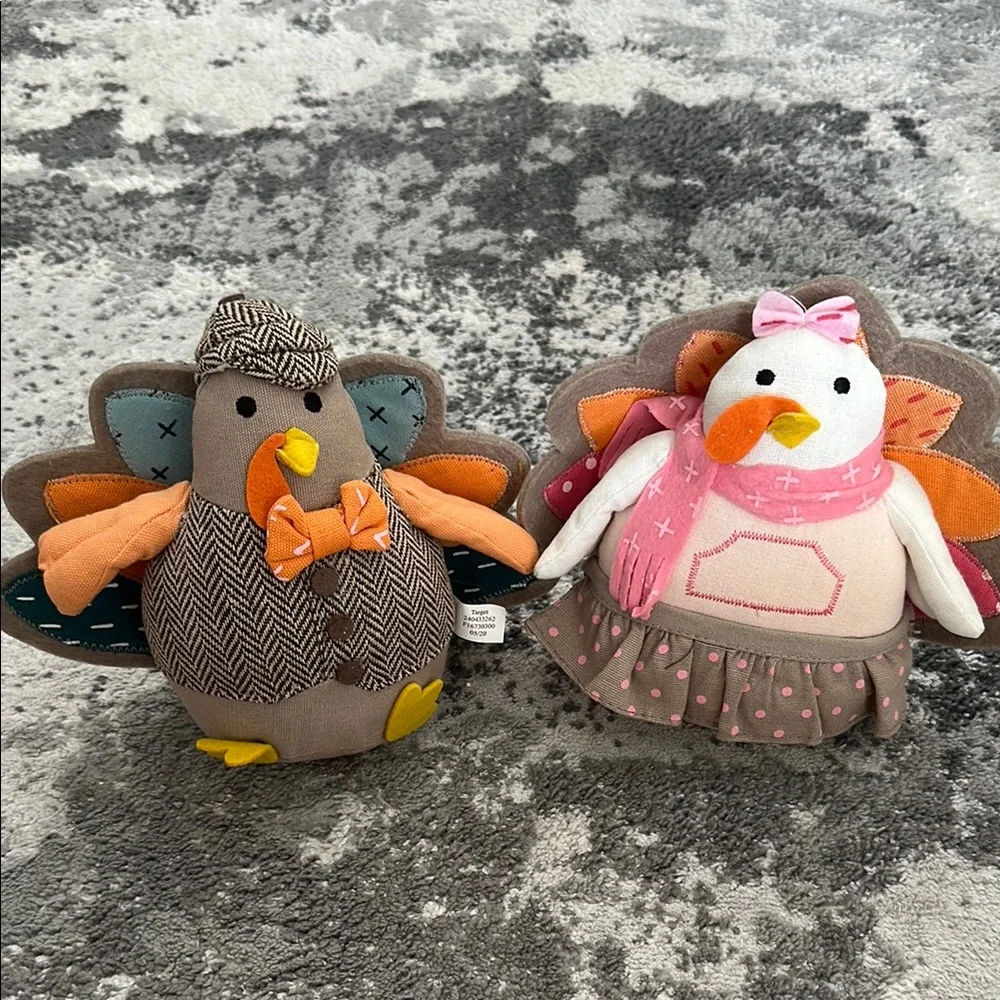 Target  Turkey Plush his and hers Set with Orange and Pink Accents